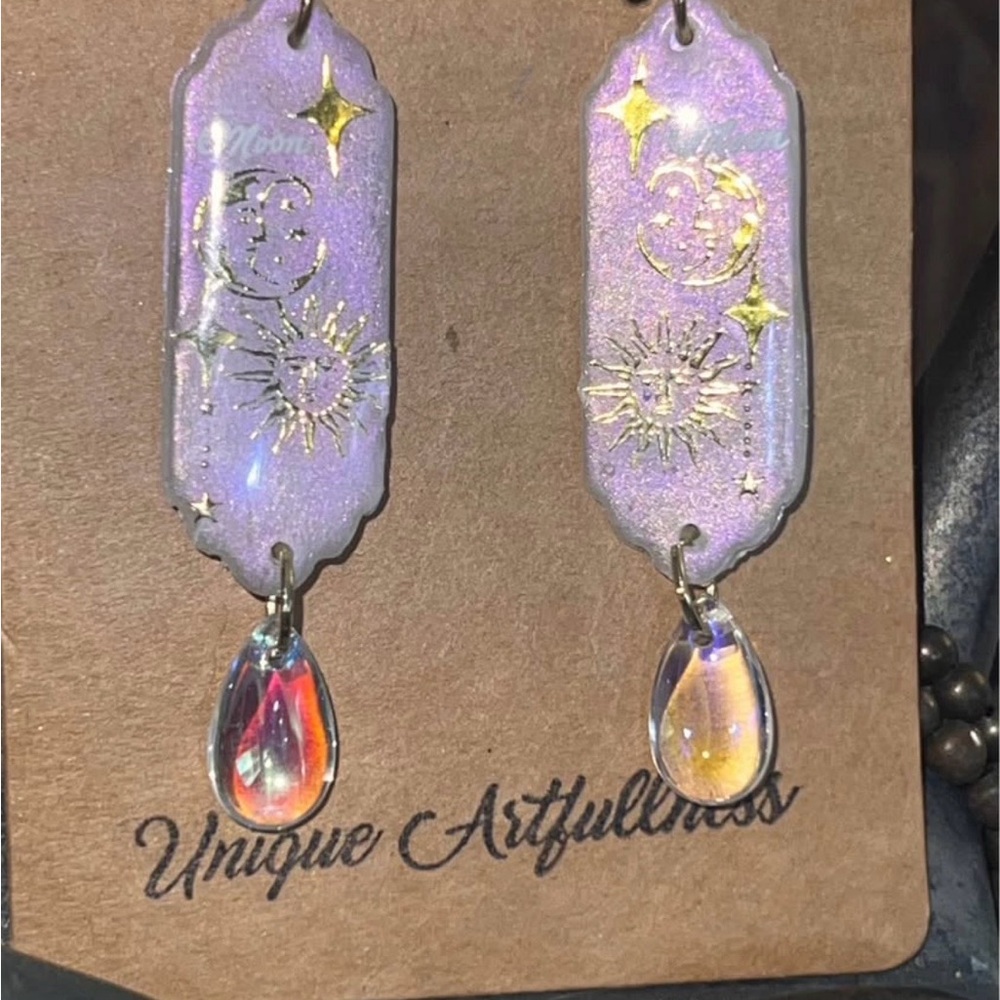 Purple and Gold Earrings